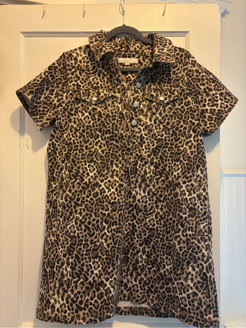 LOFT Leopard Print Mini Dress in Tan and Brown